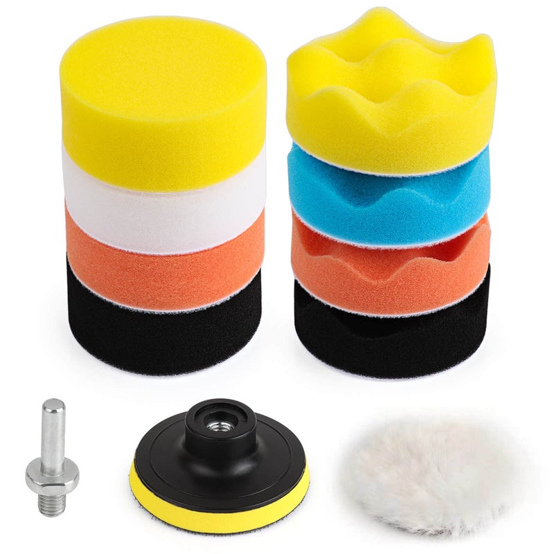 Kshineni 3 Inch Drill Buffing Pad  11 Pcs Car Foam Polishing Pads Kit  Drill Buffer Polisher Attachment Buffing Kit for Car Polishing  Waxing  Sealing Glaze - Image 1